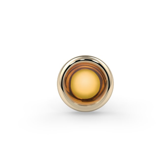 Cabochon Bezel End - 3mm Round Orange Citrine Cabochon AA