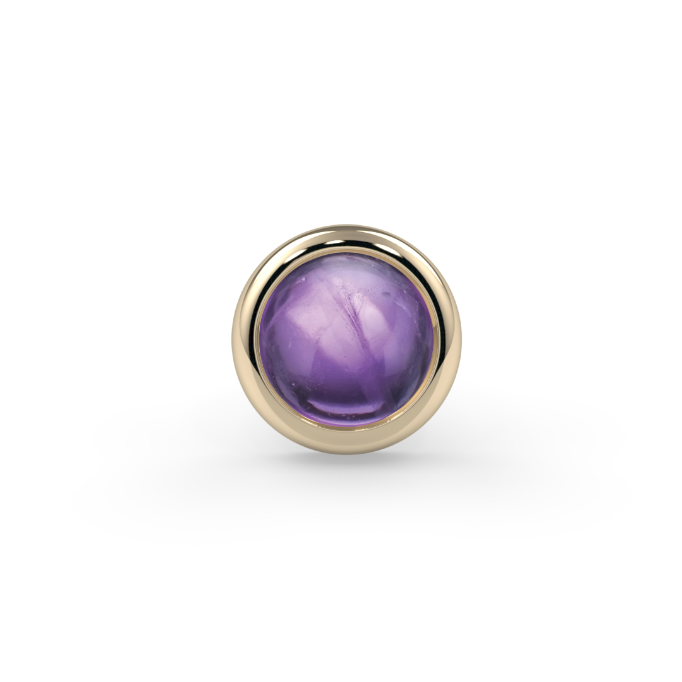 Cabochon Bezel End - Amethyst AA 3mm Genuine Round Cabochon