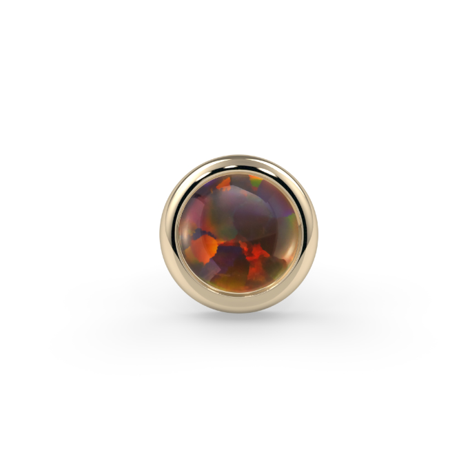 Cabochon Bezel End - Black Opal Standard 3mm Lab Created Round Cabochon
