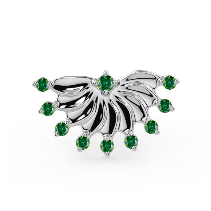 Diamara Fan End - Dark Green Diamond SI 1mm Genuine Round, 0.8mm SI1 Dark Green Diamond Round - Heat Treated