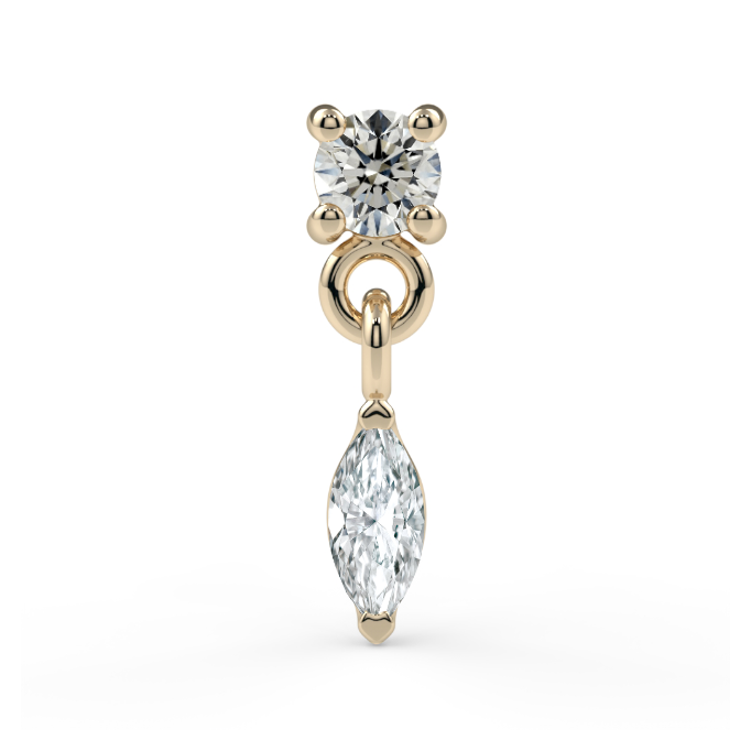 Marquise Dangle End - 1.5mm Round Diamond VS1, 2.5x1.25 mm VS GHI Marquise Diamond