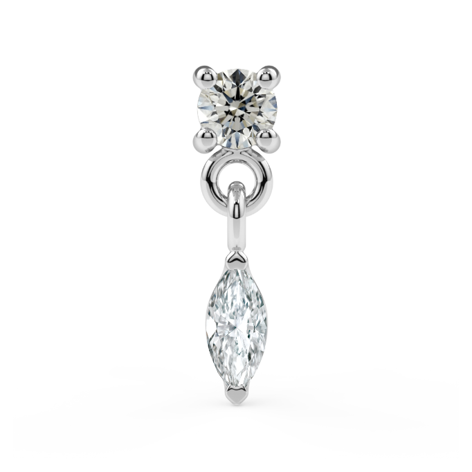 Marquise Dangle End - 1.5mm Round Diamond VS1, 2.5x1.25 mm VS GHI Marquise Diamond