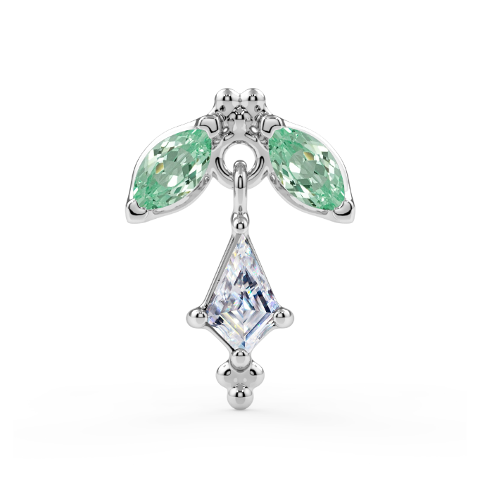 Jofur Dangle End - 4x2mm Mint Green Sapphire Marquise, 5x3mm CZ Kite
