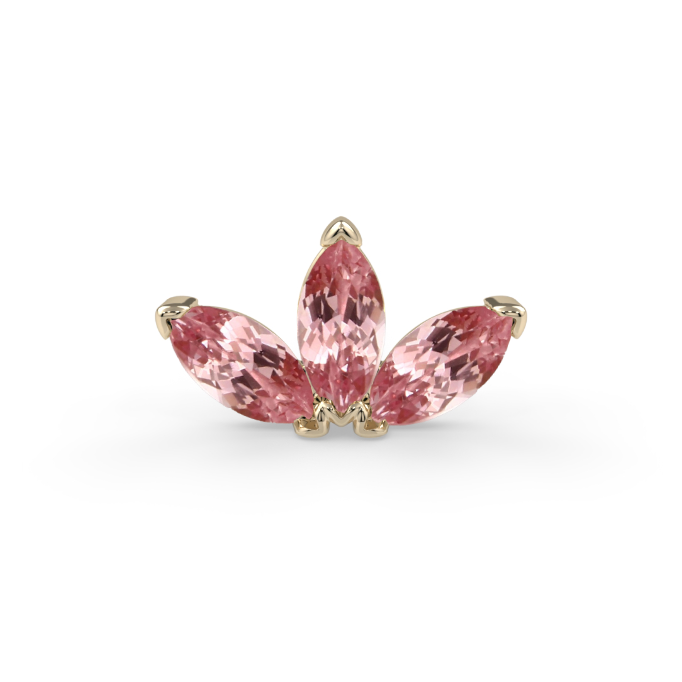 Triple Marquise Fan End - 3x1.5mm Padparadscha Winza Sapphire Faceted Marquise