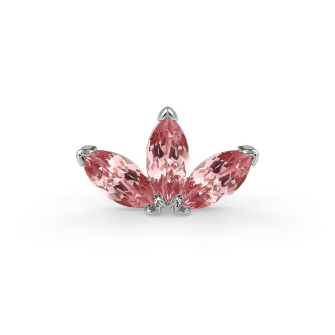 Triple Marquise Fan End - 3x1.5mm Padparadscha Winza Sapphire Faceted Marquise