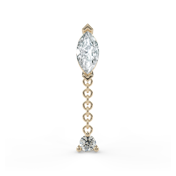 Prong-Set Marquise Dangle End - Diamond VS1 3x1.5mm Genuine Marquise Faceted, 1.25mm Round Diamond VS1