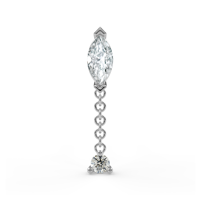Prong-Set Marquise Dangle End - Diamond VS1 3x1.5mm Genuine Marquise Faceted, 1.25mm Round Diamond VS1
