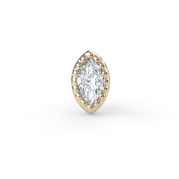 Milgrain Marquise Bezel End - Diamond VS1 3x1.5mm Genuine Marquise Faceted