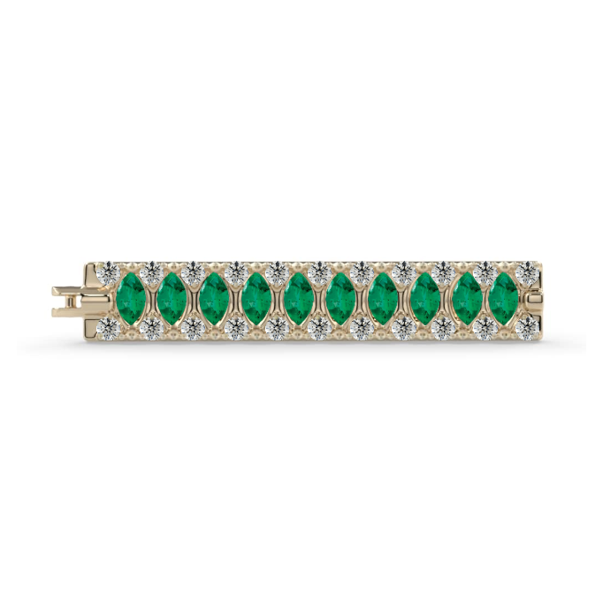 Raeya Clicker - Emerald AA 3x1.5mm Genuine Marquise Faceted, 1mm Round Diamond VS1