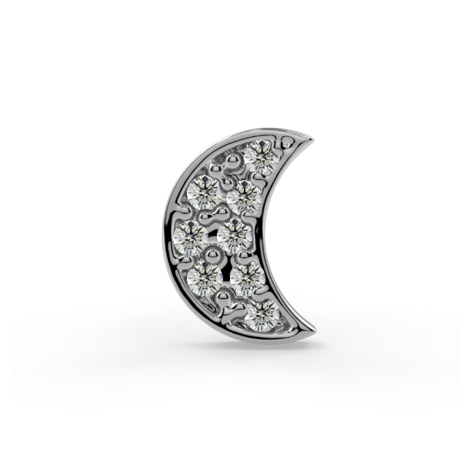 5mm Pave Moon End - 1mm Round Diamond VS1