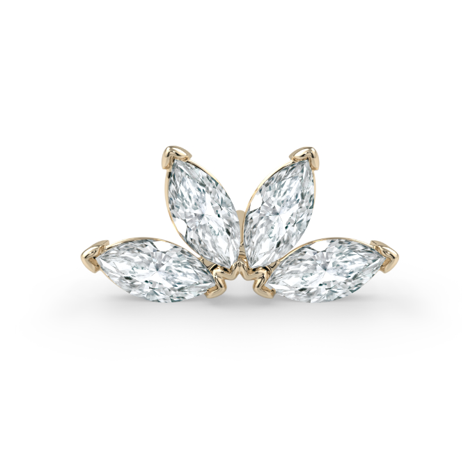 Quadruple Marquise Fan End - Diamond VS1 3x1.5mm Genuine Marquise Faceted