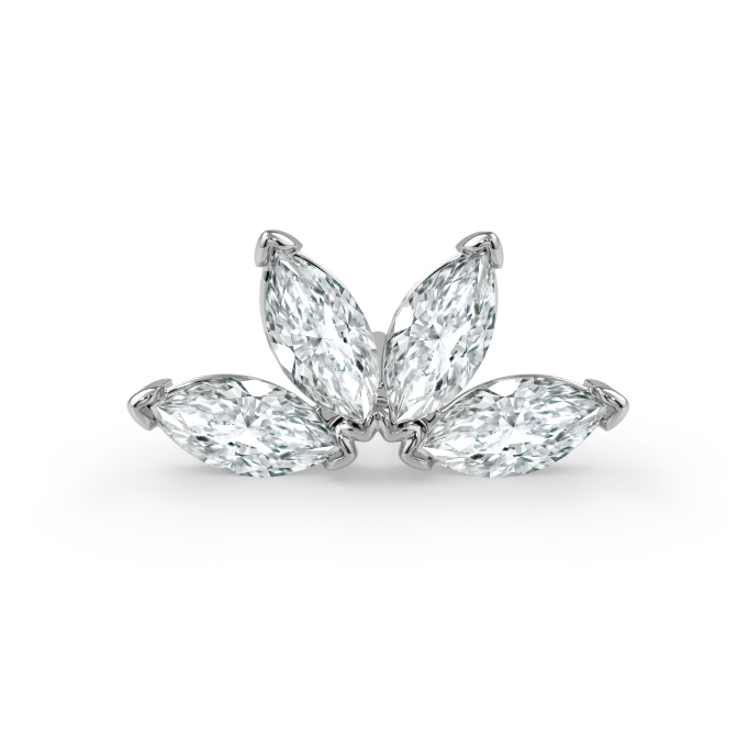 Quadruple Marquise Fan End - Diamond VS1 3x1.5mm Genuine Marquise Faceted