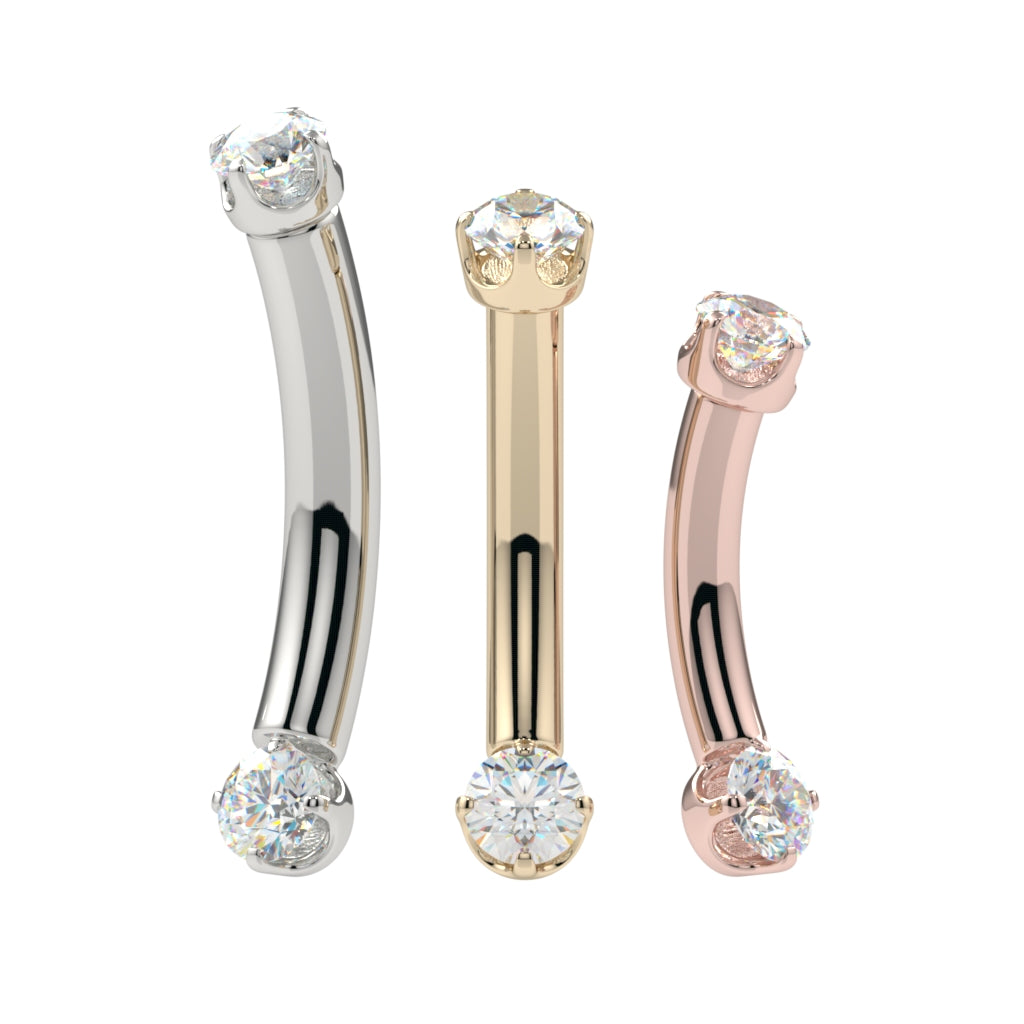 ◇Monday Edition◇ Fleeting Light Point Curved Barbell 2x2mm Prong-Set Curved Barbell