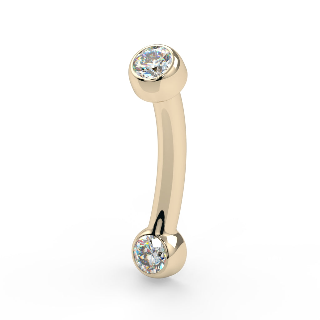 2x2mm Bezel-Set Curved Barbell--CG31415