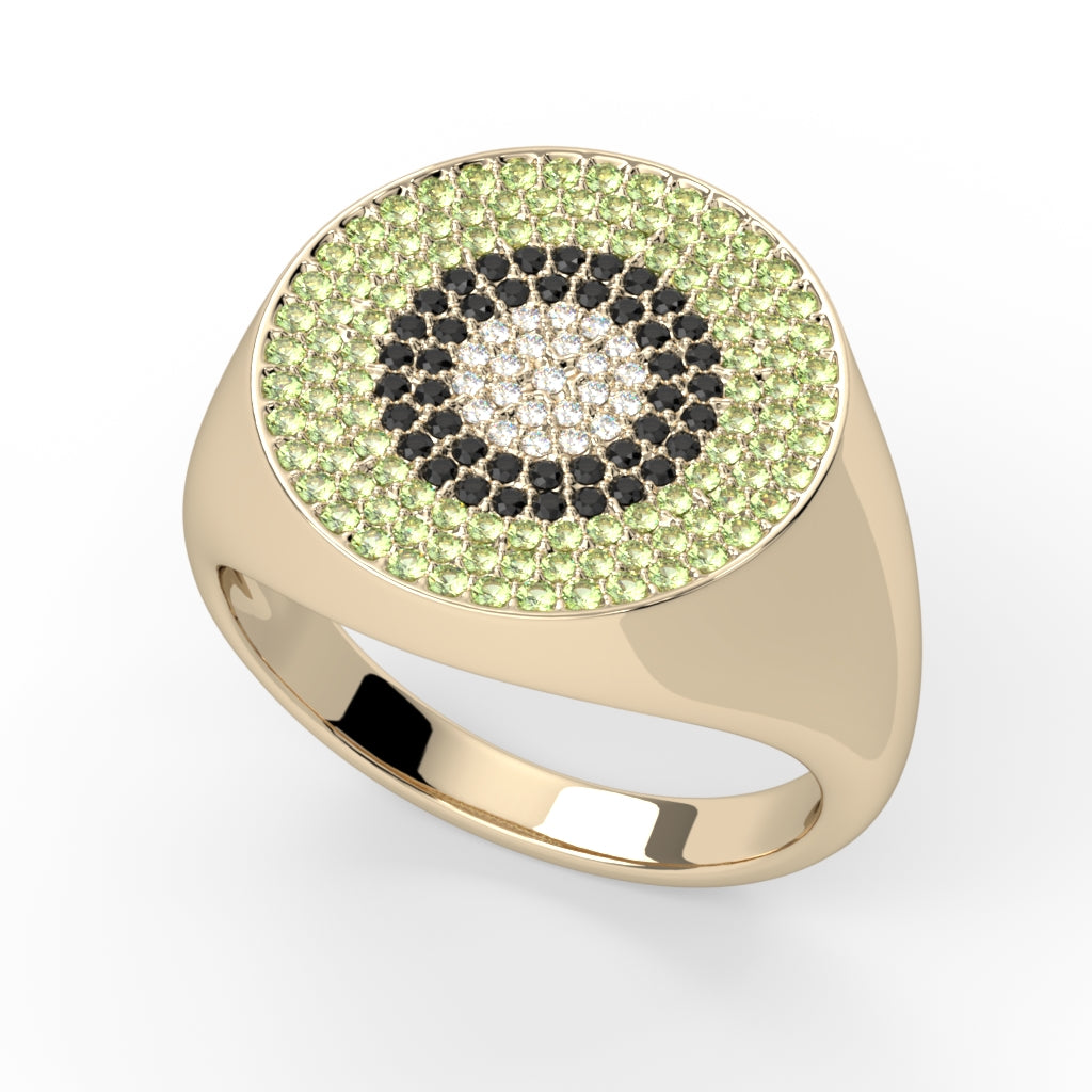Kiwi Diamond Pave Signet Ring