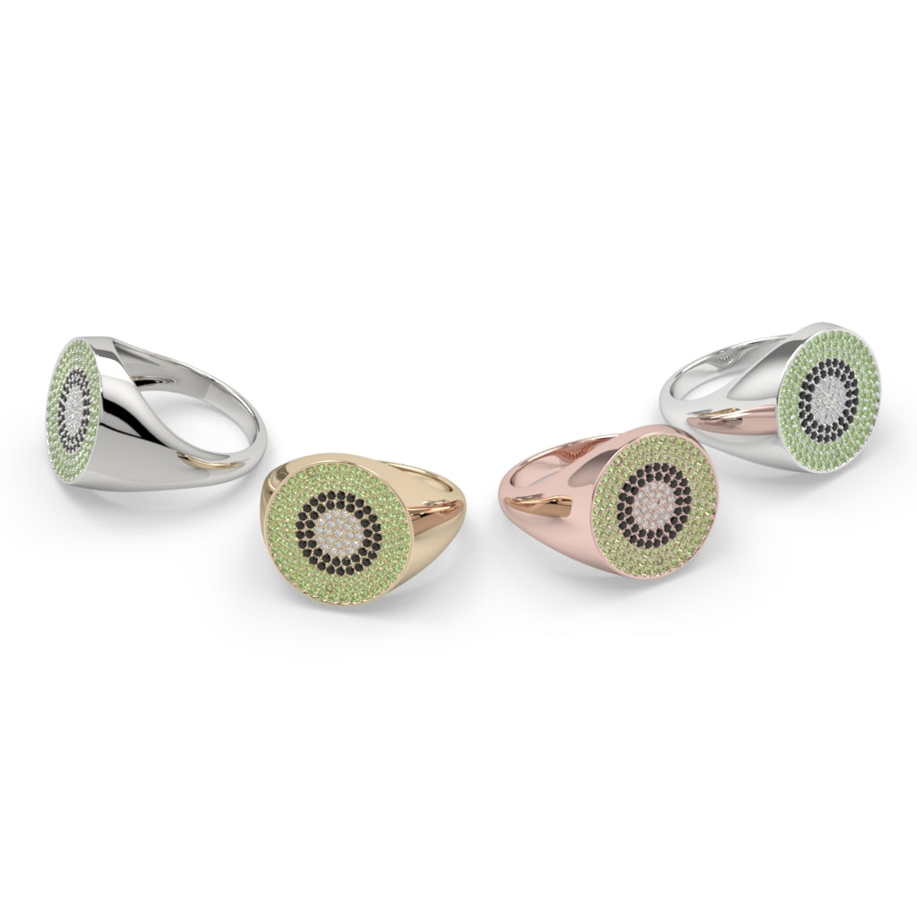 Kiwi Diamond Pave Signet Ring