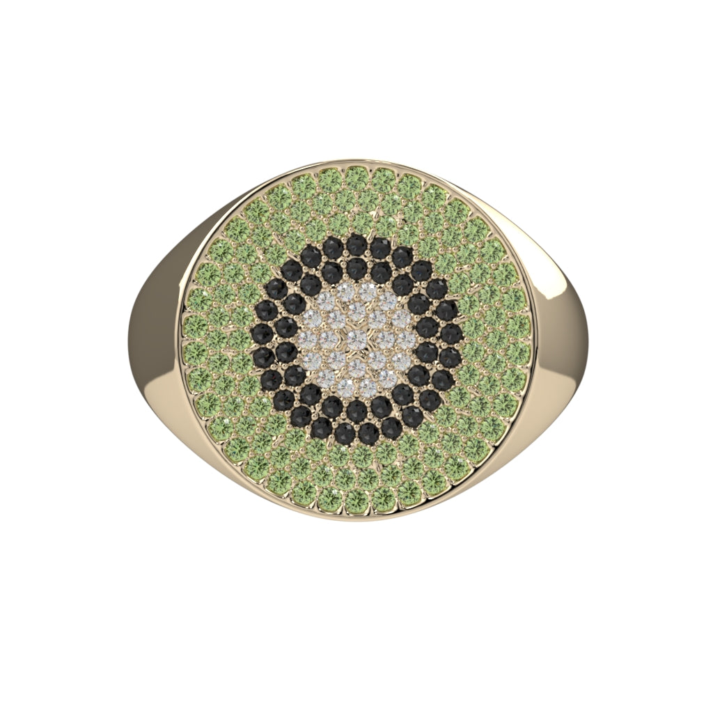 Kiwi Diamond Pave Signet Ring