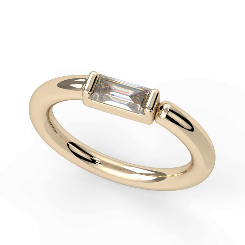Channel-Set Baguette Fixed Bead Ring