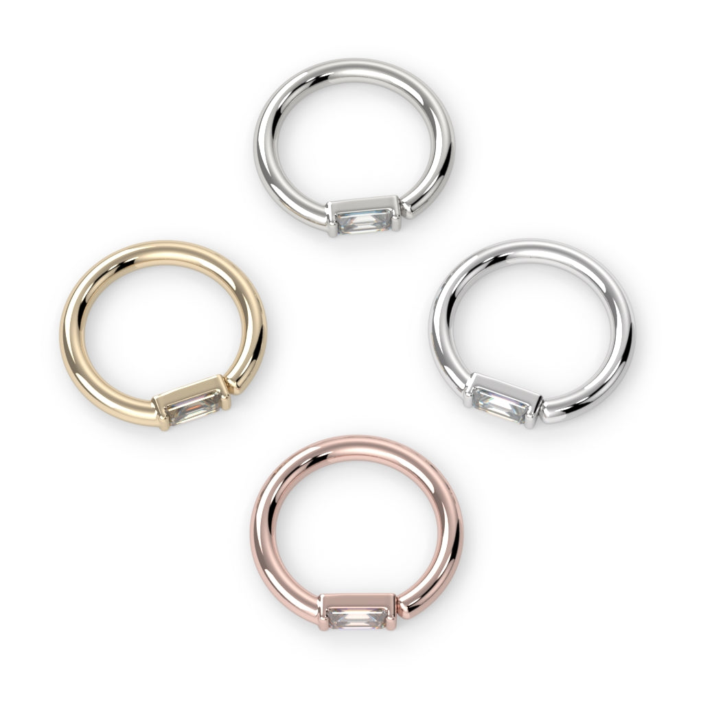 Channel-Set Baguette Fixed Bead Ring