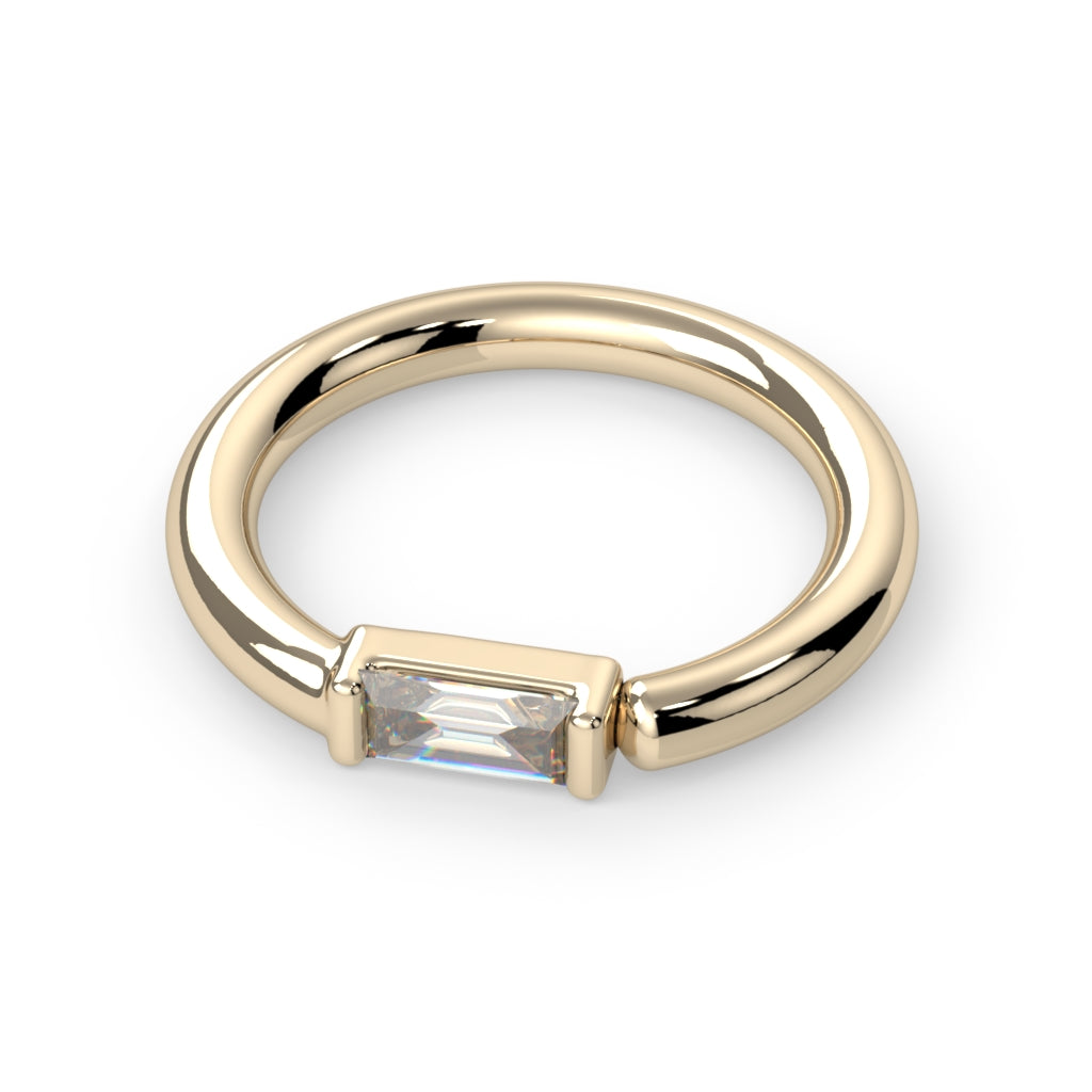 Channel-Set Baguette Fixed Bead Ring