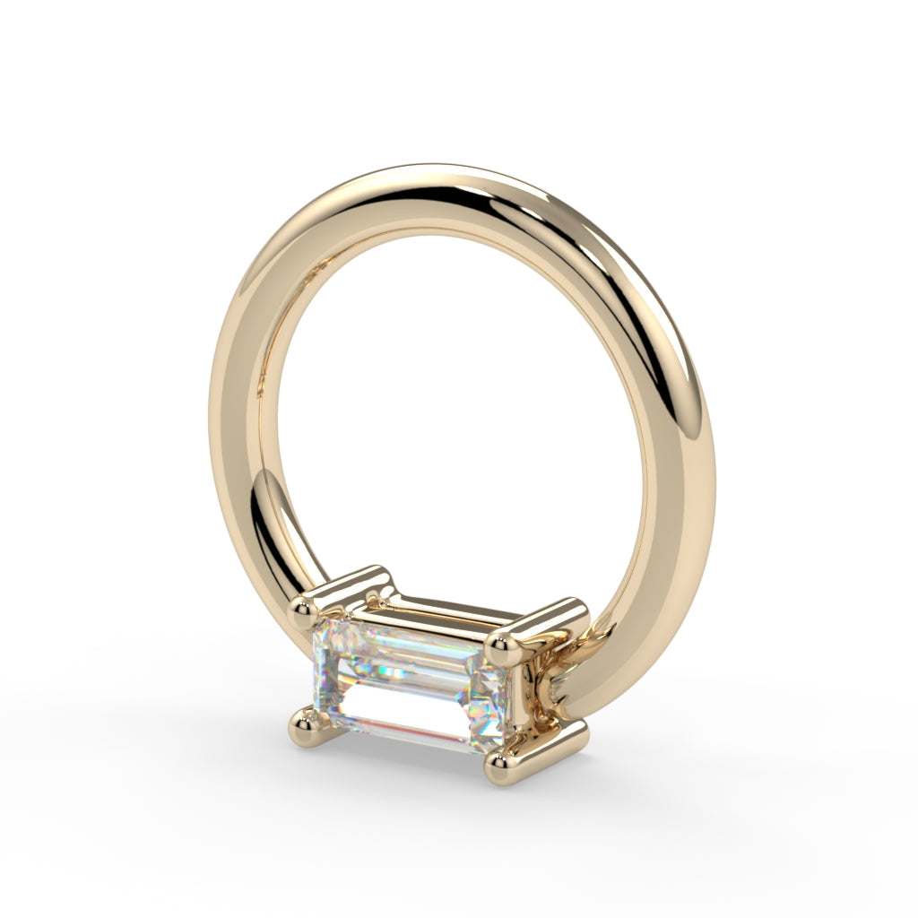 Forward Facing Prong-Set Baguette Fixed Bead Ring--CG22244