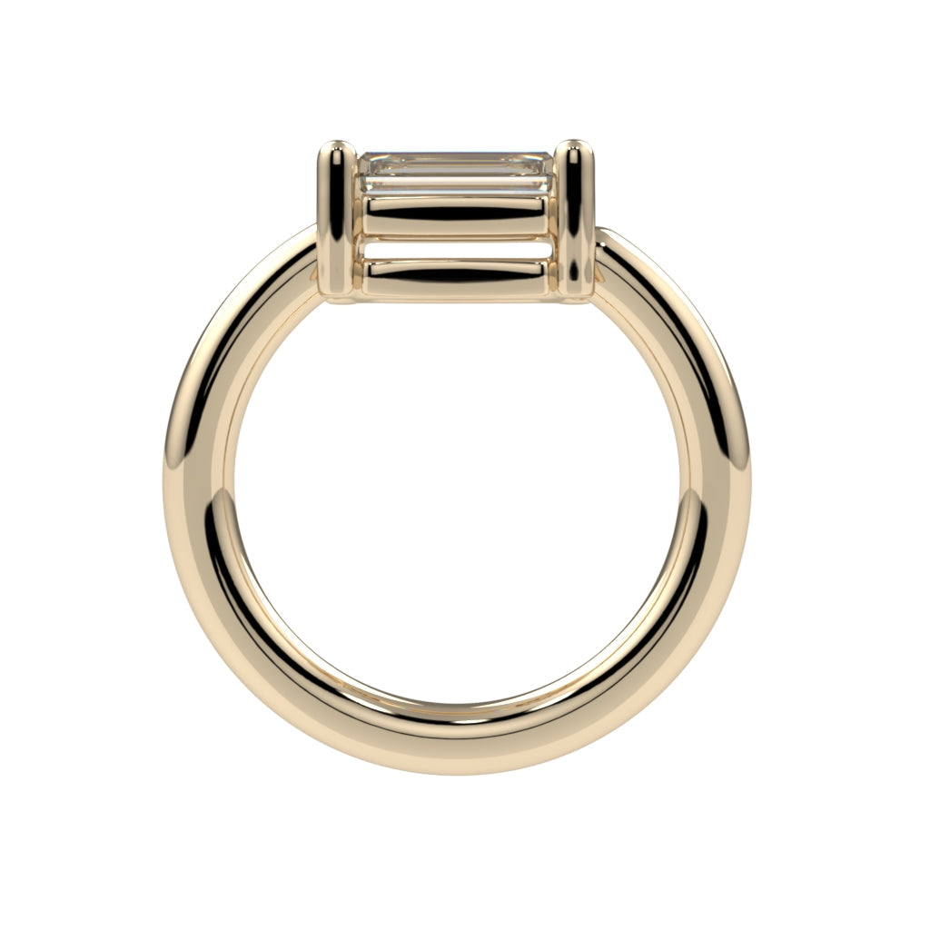 Prong-Set Baguette Fixed Bead Ring