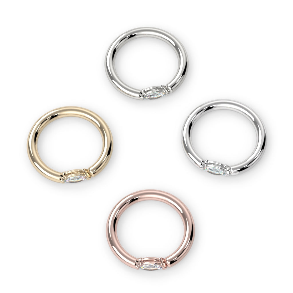 Marquise Prong Fixed Bead Ring