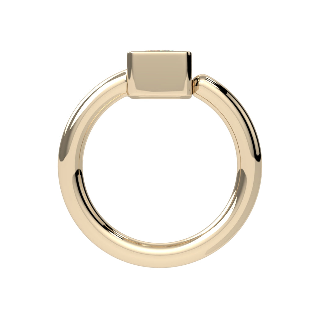 Bezel-Set Princess-Cut Fixed Bead Ring