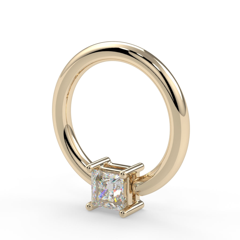 Prong-Set Princess-Cut Fixed Bead Ring--CG29422