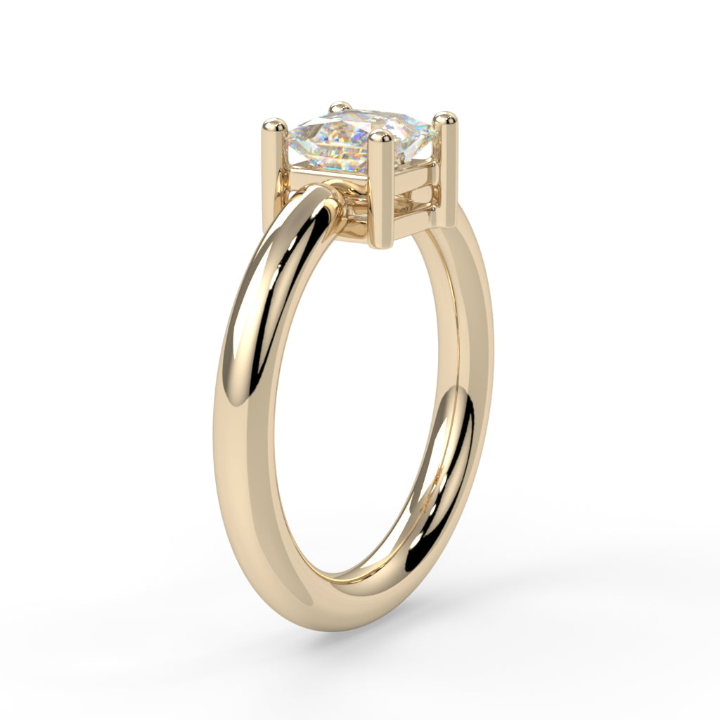 Prong-Set Princess-Cut Fixed Bead Ring