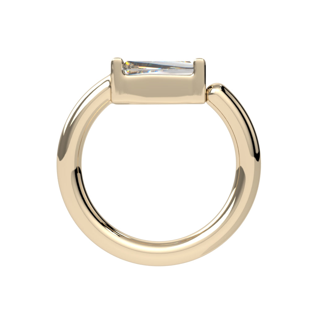 Channel-Set Tapered Baguette Fixed Bead Ring