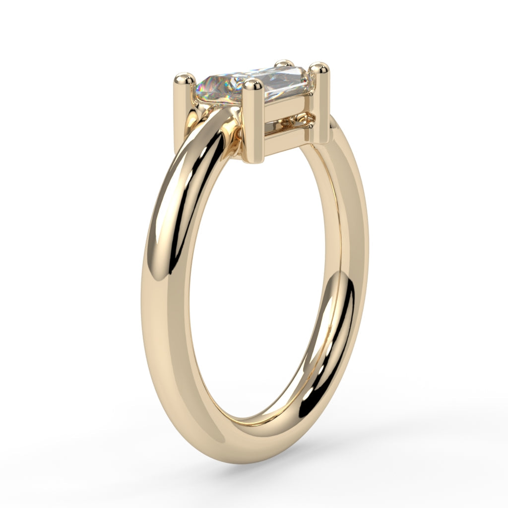Prong-Set Tapered Baguette Fixed Bead Ring
