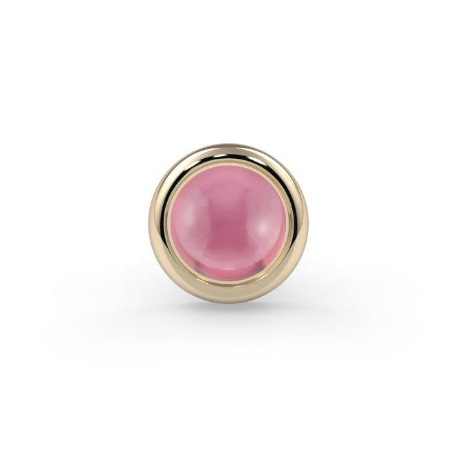 Cabochon Bezel End - 3mm Pink Tourmaline AA Round Cabochon