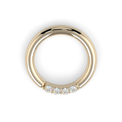 14K Gold Four Diamond Fixed Gem Seam Ring - Nipple Configuration--CG11654
