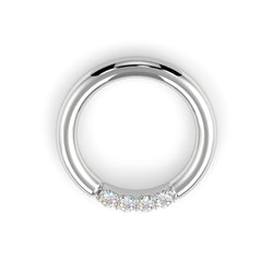 950 Platinum Forward Facing Five Diamond Fixed Gem Seam Ring