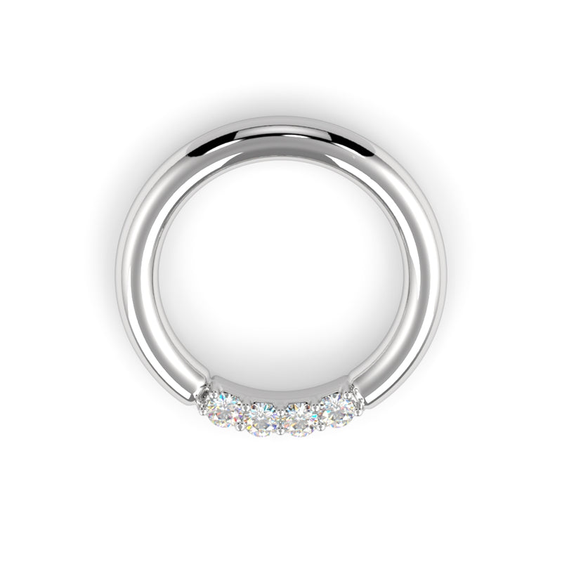 950 Platinum Five Diamond Fixed Gem Seam Ring - Nipple Configuration