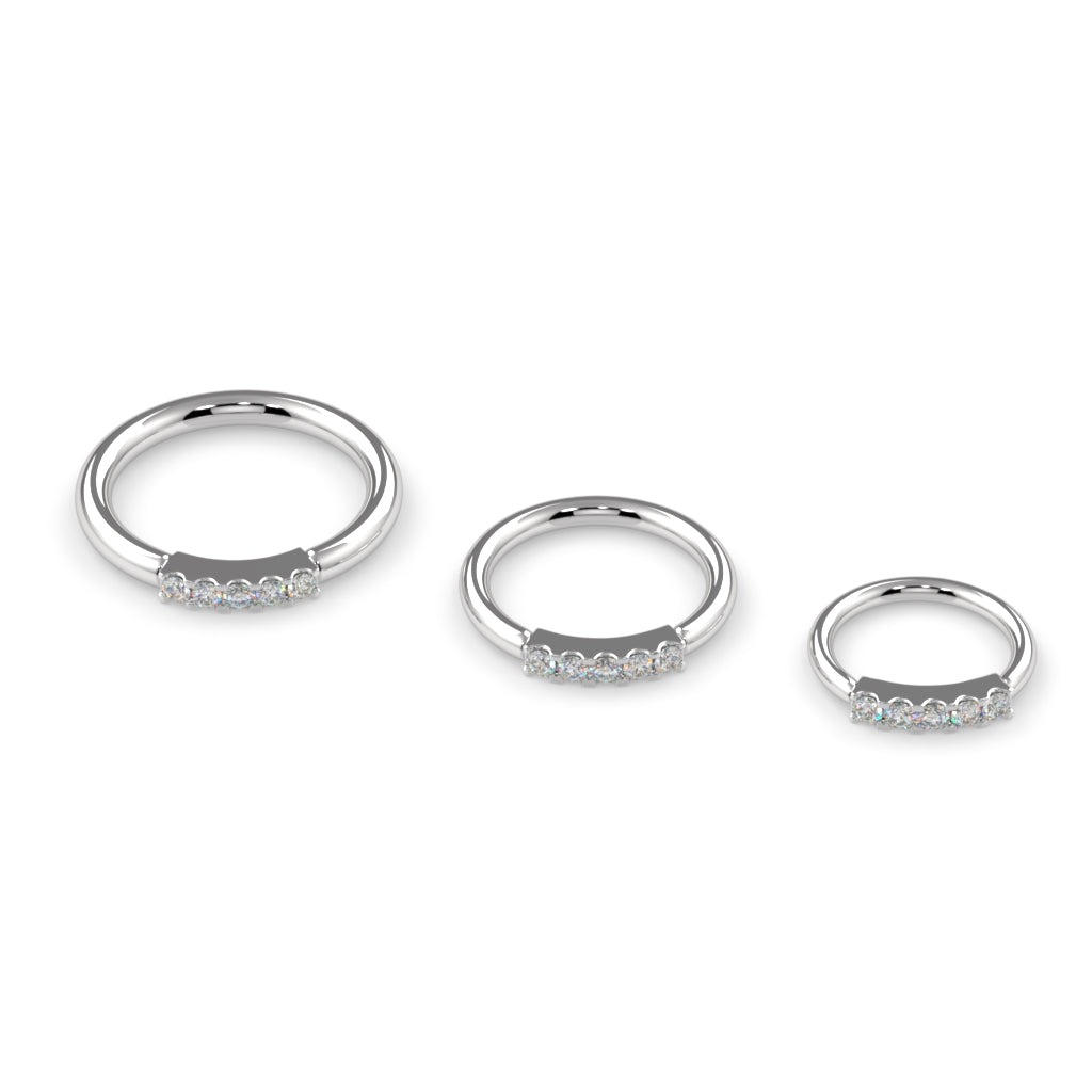 950 Platinum Side-Set Five Diamond Fixed Gem Seam Ring