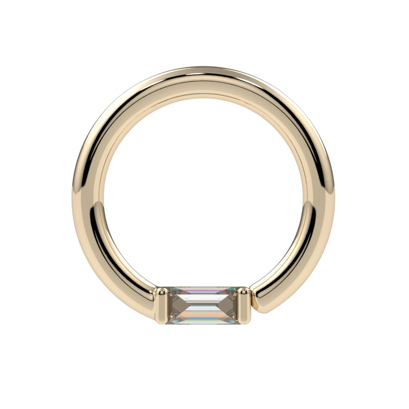 Baguette Channel Set Fixed Bead Ring