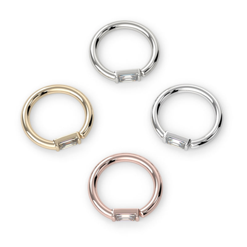 Baguette Channel Set Fixed Bead Ring - Side Set