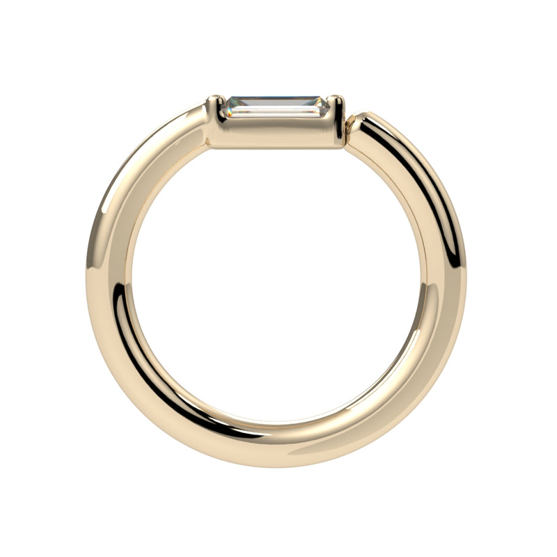 Baguette Channel Set Fixed Bead Ring - Side Set