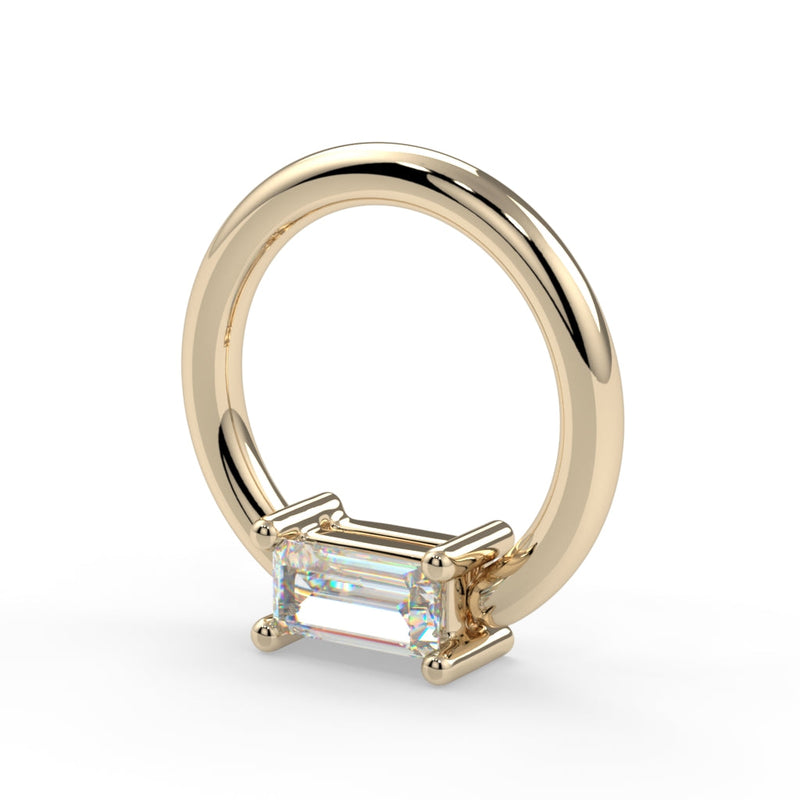 Baguette Prong Set Fixed Bead Ring--CG13012