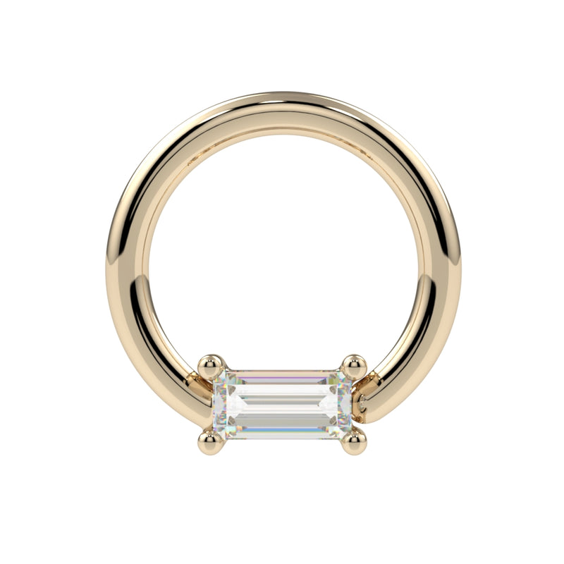 Baguette Prong Set Fixed Bead Ring