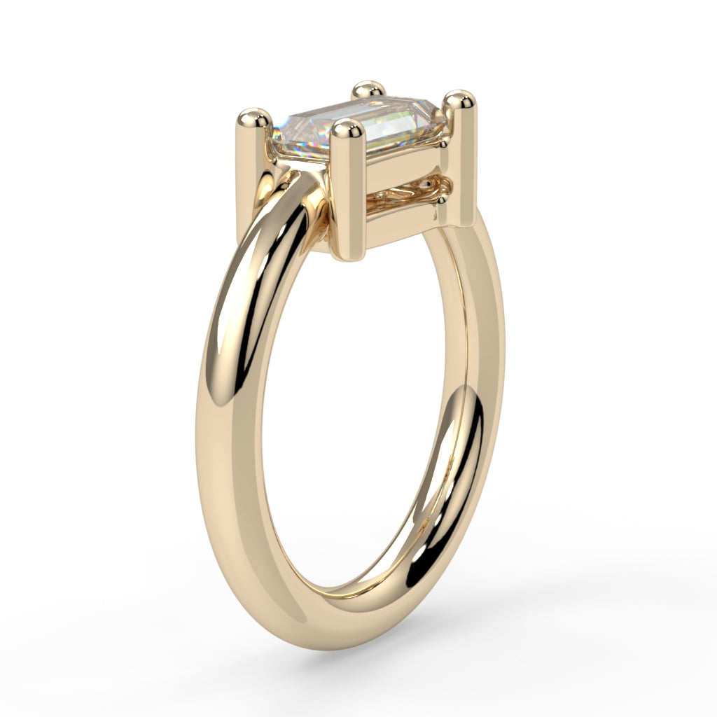 Side-Set Prong-Set Baguette Fixed Bead Ring