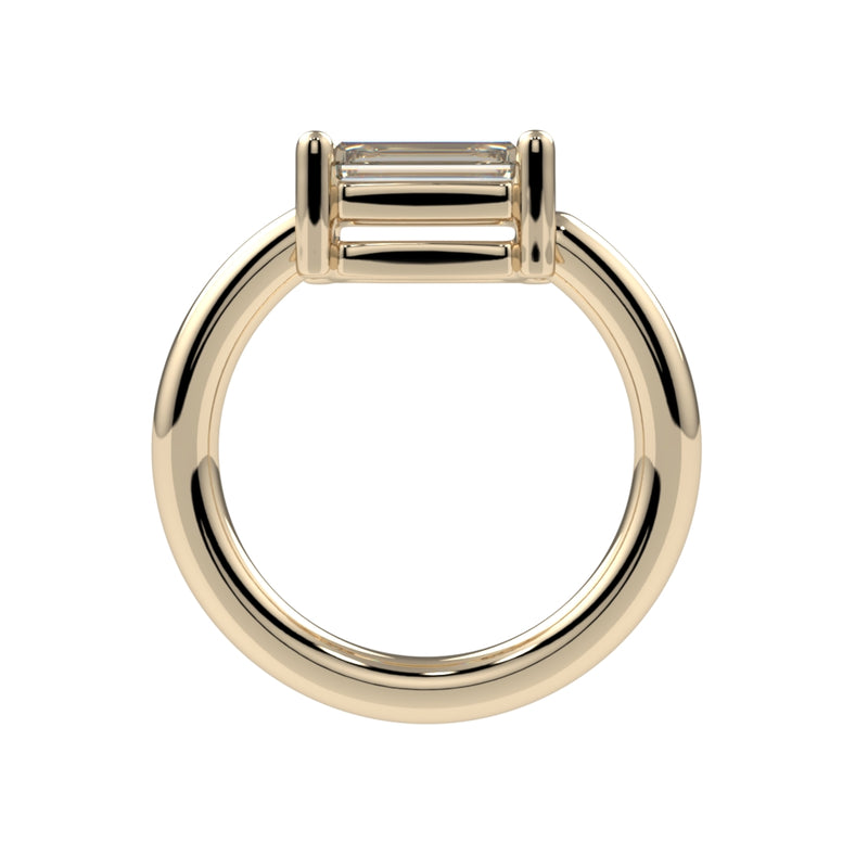 Side-Set Prong-Set Baguette Fixed Bead Ring