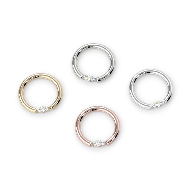 Marquise Prong Fixed Bead Ring