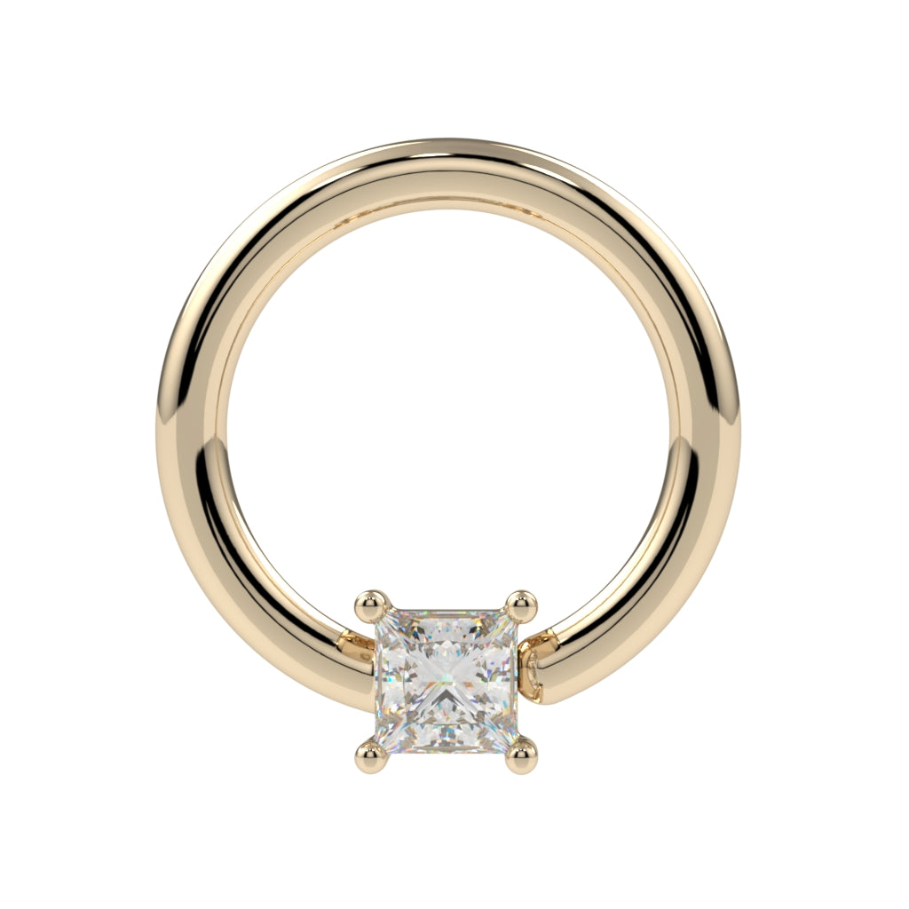 Prong-Set Princess-Cut Fixed Bead Ring