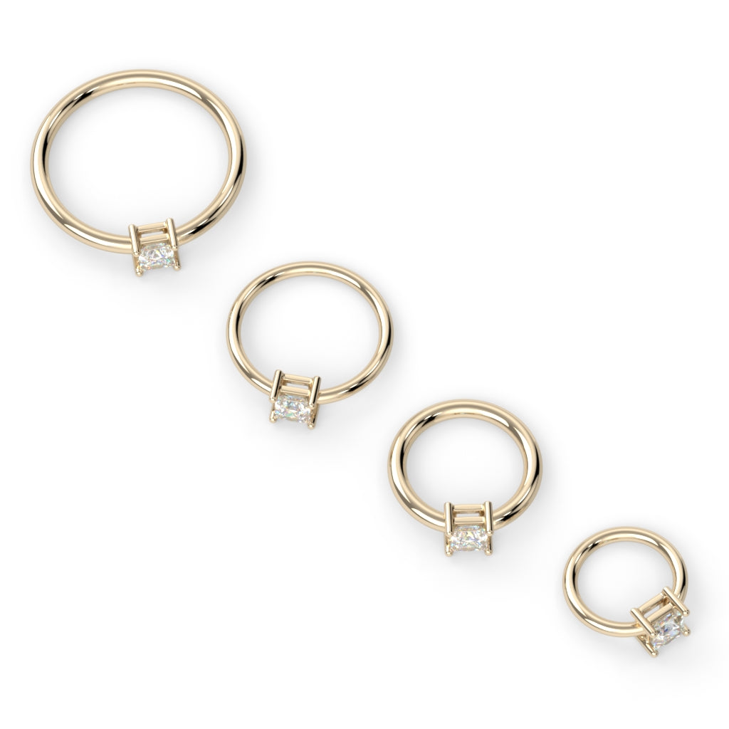 Side-Set Prong-Set Princess-Cut Fixed Bead Ring