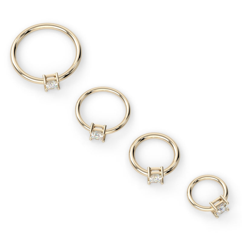 Square Prong Fixed Bead Ring - Side Set