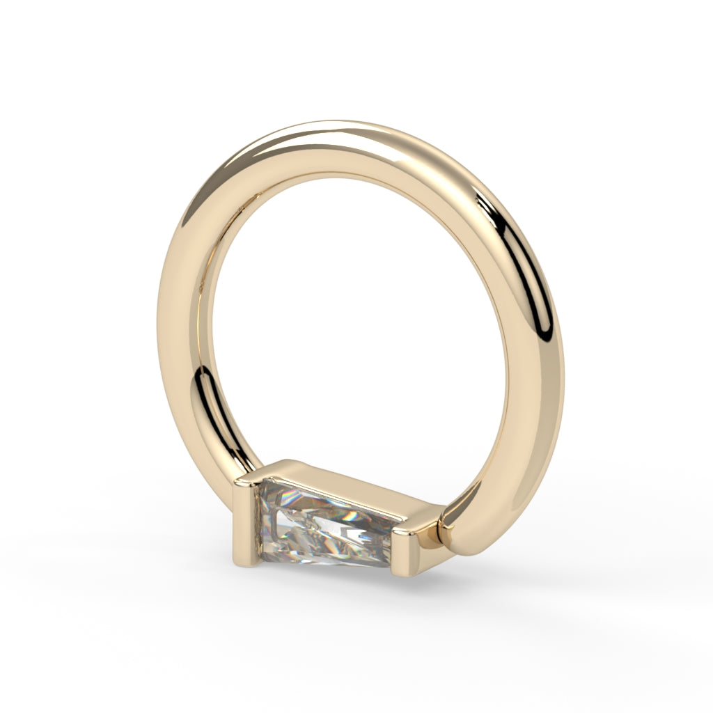 Channel-Set Tapered Baguette Fixed Bead Ring