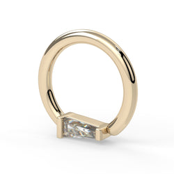 Tapered-Baguette Channel Set Fixed Bead Ring